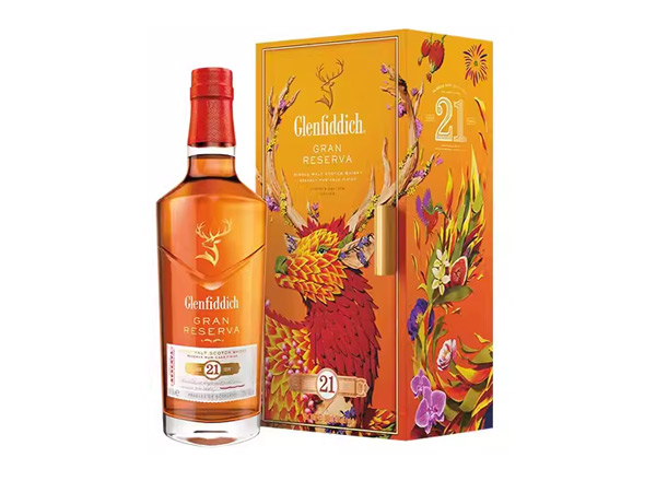 温州回收格兰菲迪21年700ml福鹿生花新年装福鹿呈祥新春礼盒装Glenfiddich苏格兰威士忌