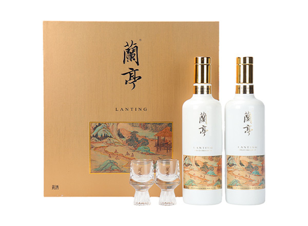 温州会稽山兰亭黄酒回收国潮兰亭500ml*2礼盒装